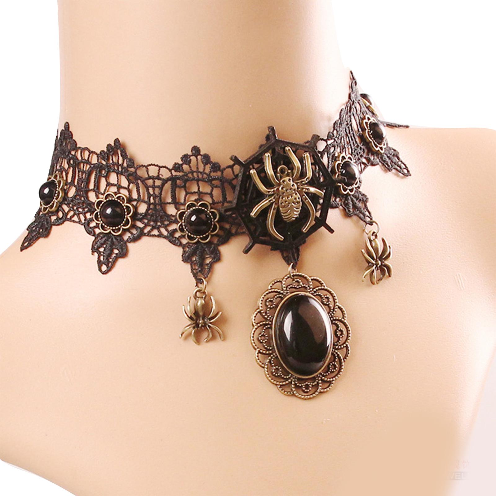 

Delicate Lace Spiders Pendant Necklace for Cosplay and Theme Parties Your Cosplay Or Themed Party Look 1 золотой