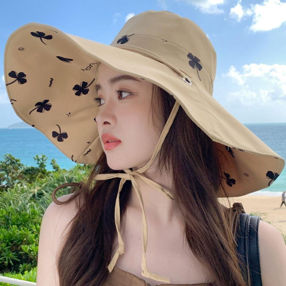 Sweet Wide Brim Sun Hat Anti-UV Sun Protection Cap Elegant Sunshade Fisherman Hat  Girls