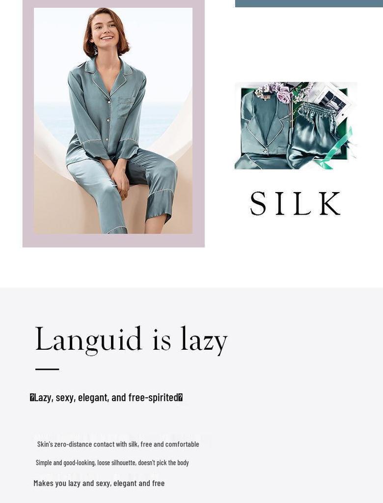 100% Mulberry Silk Women's Long Sleeve Pajama Set - Minimalist Autumn Homewear