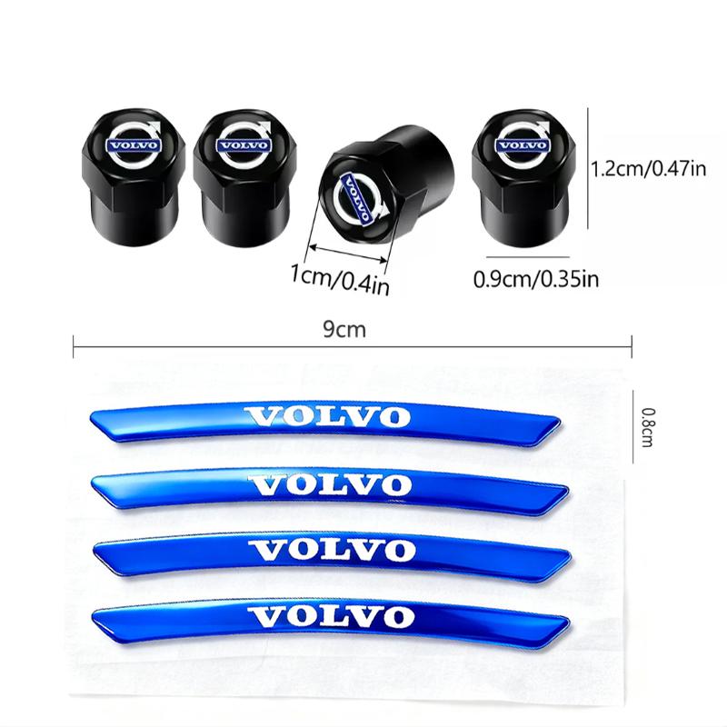 Car Tire Valve Cap Wheel Hub Sticker Tire Rim Decorative Sticker Suitable for Volvo V60 V40 Xc90 Xc40 S60 Xc60 V70 S90 V90 Xc70