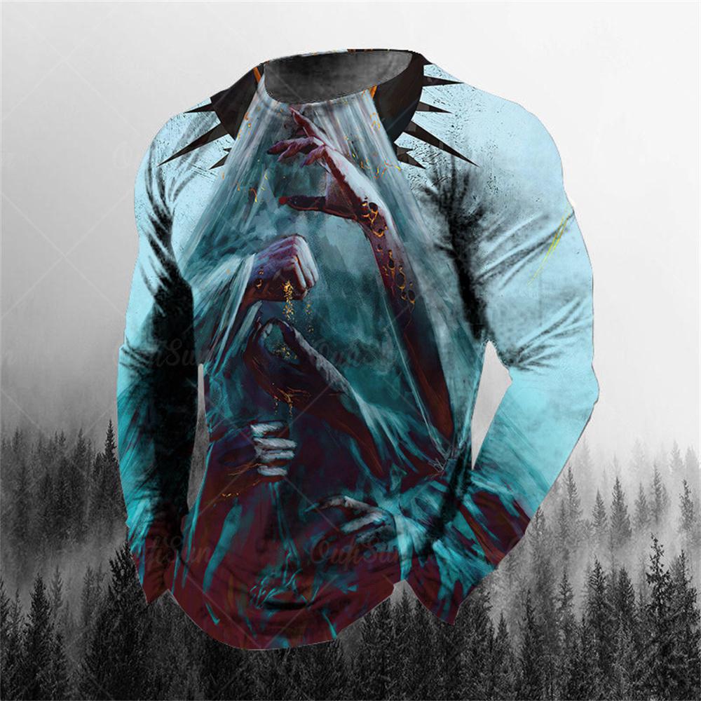 

Винтажная 3D-принтовая мужская футболка с круглым вырезом и принтом Genie Ghost, повседневная футболка с длинным рукавом, свободный свитер, модная мужская одежда 5XL