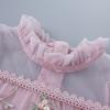 Mädchen Modekleid Frühling und Herbst Kinder Spitzen Mesh Stickerei Puffärmel Prinzessinnenkleid