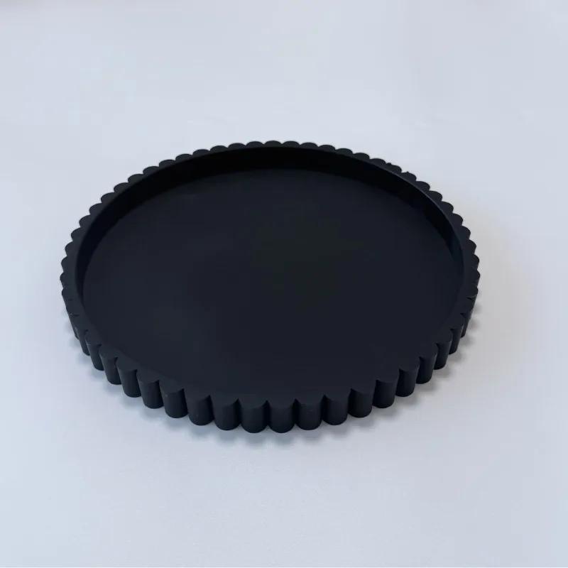 Silicone Lace Round Storage Tray - Marble Pattern Organizer Box, No-Drill Countertop Holder for Home Vanity, Bathroom & Desk