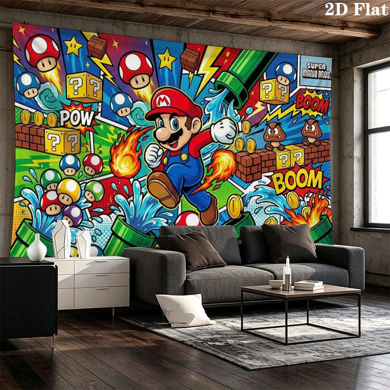 Super Bros Wall Tapestry Aesthetic Wall Hanging Printed Fabric Blanket Decorative Tapestries for Bedroom Living Room Home Decor