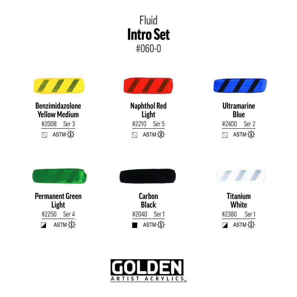 Golden Acrylic Fluid 060 30ml Intro 6 Color Set 13110060