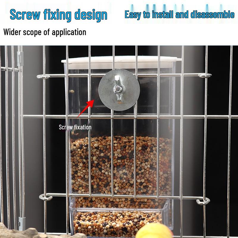 Anti-Spill Automatic Bird Feeder - Transparent, No-Mess Design for Parrots, Budgies, Cockatiels