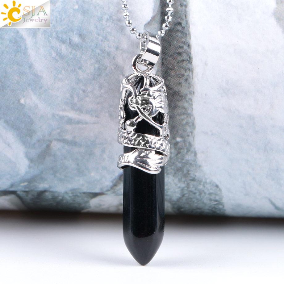 Dragon Crystals Necklace Stone Quartz Necklaces Natural Crystal Pendant Hexagonal Pendant Amethysts Jewelry for Women Men E853