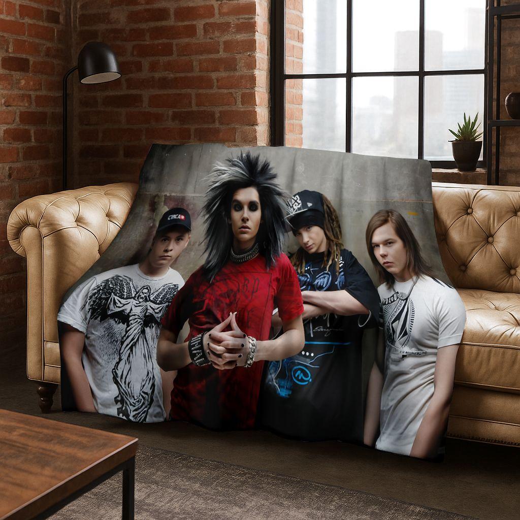 Coperta in Flanella Artistica Tokio Hotel Bill Tom Kaulitz Rock Music, Morbida e Accogliente Coperta da Divano/Letto per Casa Camera da Letto Coperta Regalo