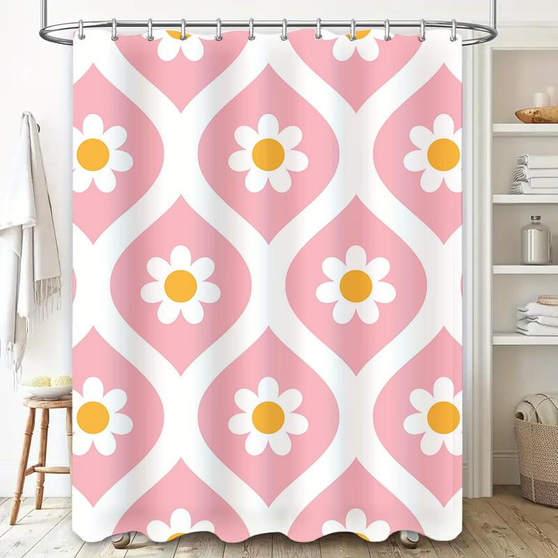 Vintage Floral Shower Curtain Pink White Decorative Waterproof Bathroom Accessories Modern Style Bathtub Window Curtains Home De