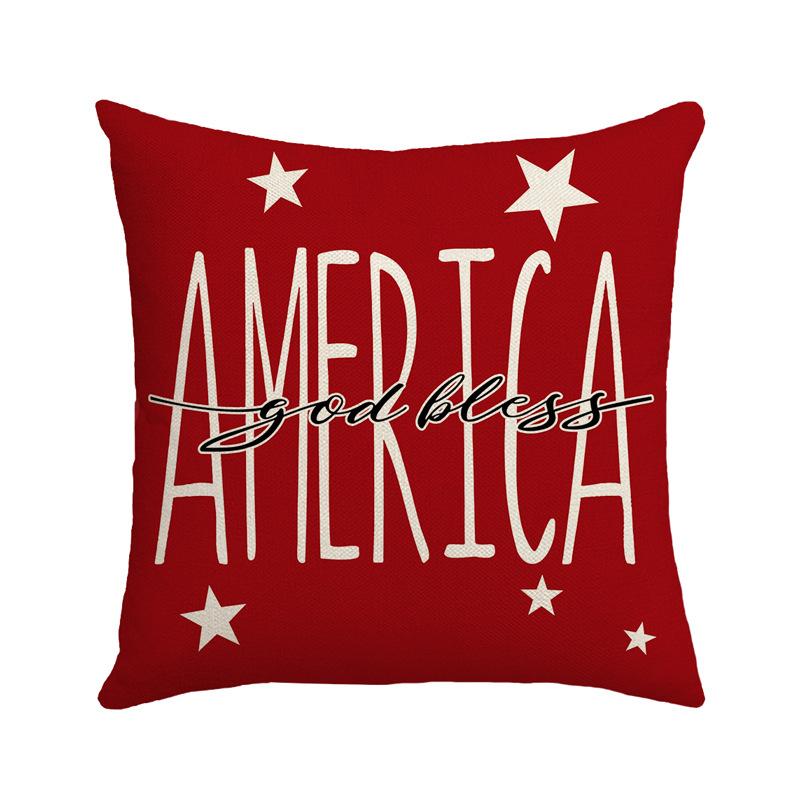 Independence Day Letter Printed Cushion Cover Memorial Memorial Pillow Linen Sofa Office Cushion Cover