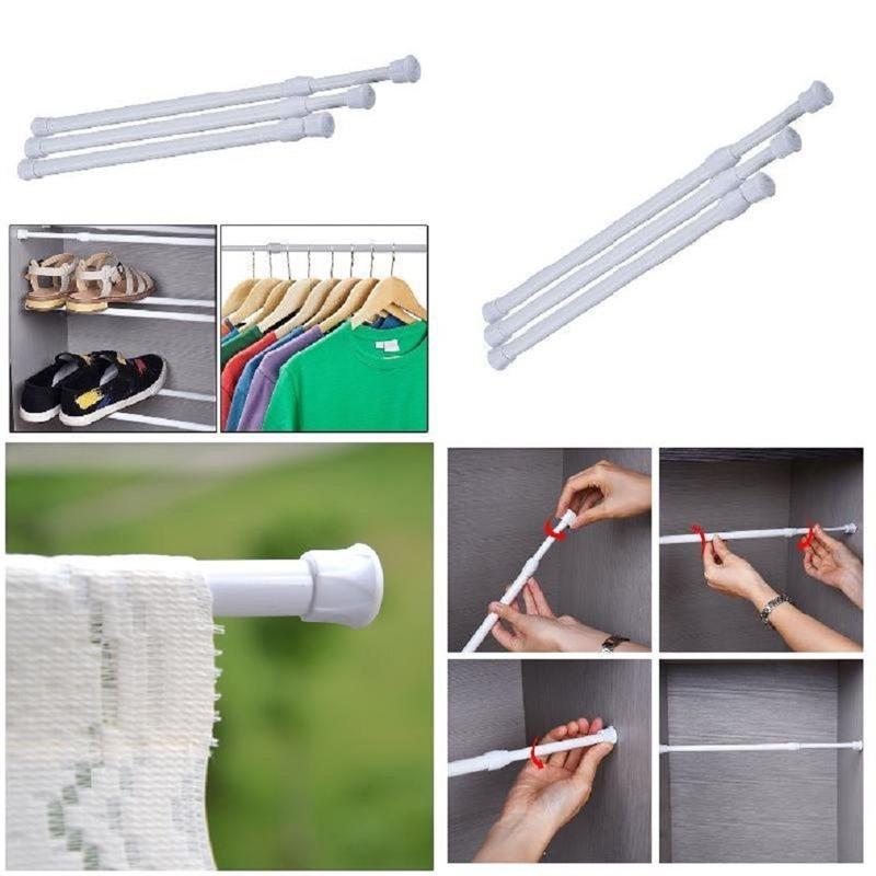 

1pc Household Curtains Non-Punching Small White Rod Telescopic Multi-Functional Door Curtain Rod Shower Curtain