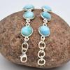 Natürlicher Larimar-Edelstein, handgefertigtes Armband, 925er Sterlingsilber, Damenschmuck, 19,1 cm