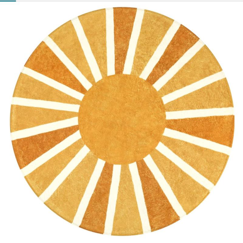 Laohemupoho Round Carpet Sofa Children's Room Rainbow Sun Pattern Bedroom Entrance Living Room Dining Room Rug Home Decor