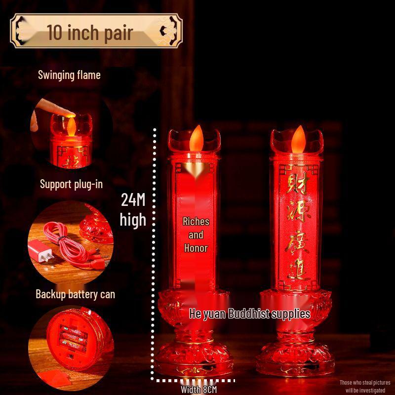 

Будда и Бог Богатства Электрические Светодиодные Свечи Пара с Колеблющимся Фитилём