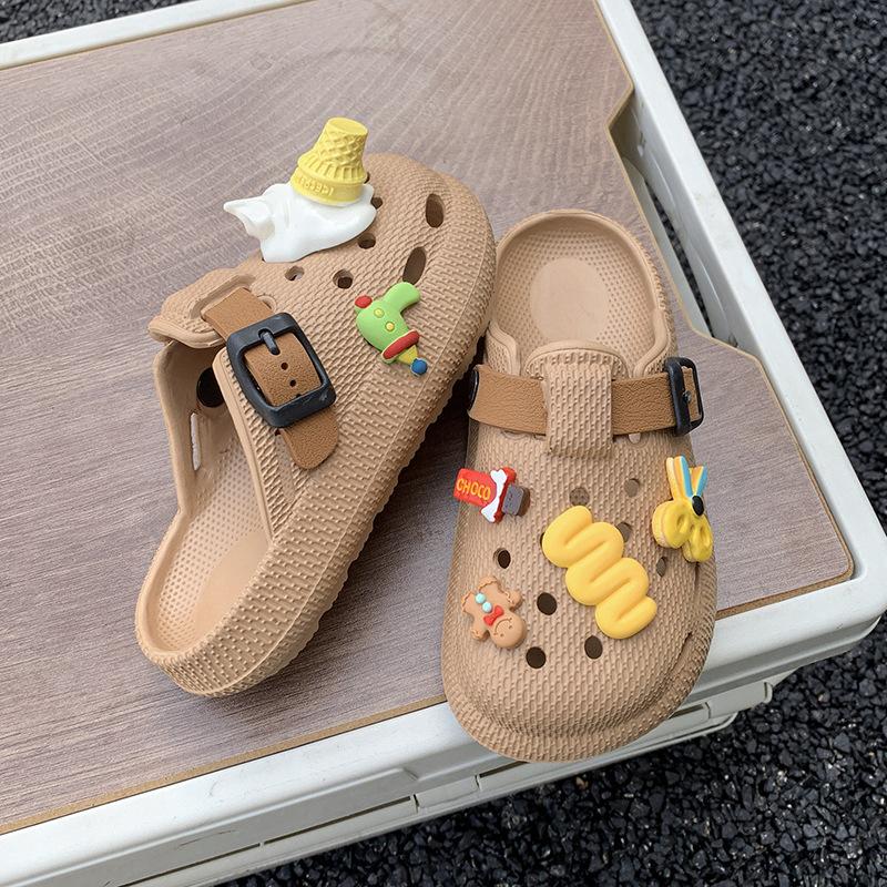 Trendy and Cute Children's Birkenstocks Slippers Breathable Soft-soled Thick-soled Outer Wear Hole Shoes Summer Classmates Cool Slippers Versatile