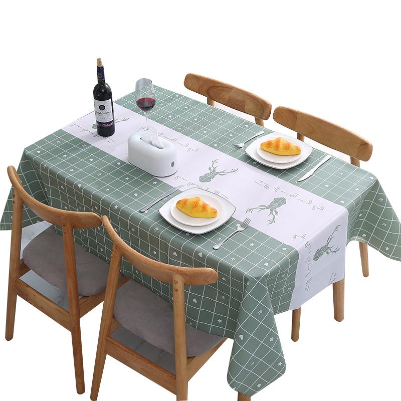 Peva Simple Waterproof And Oil-Proof Home Modern Grid Tablecloth Fruit Anti-Scalding Leave-In Plaid Tablecloth