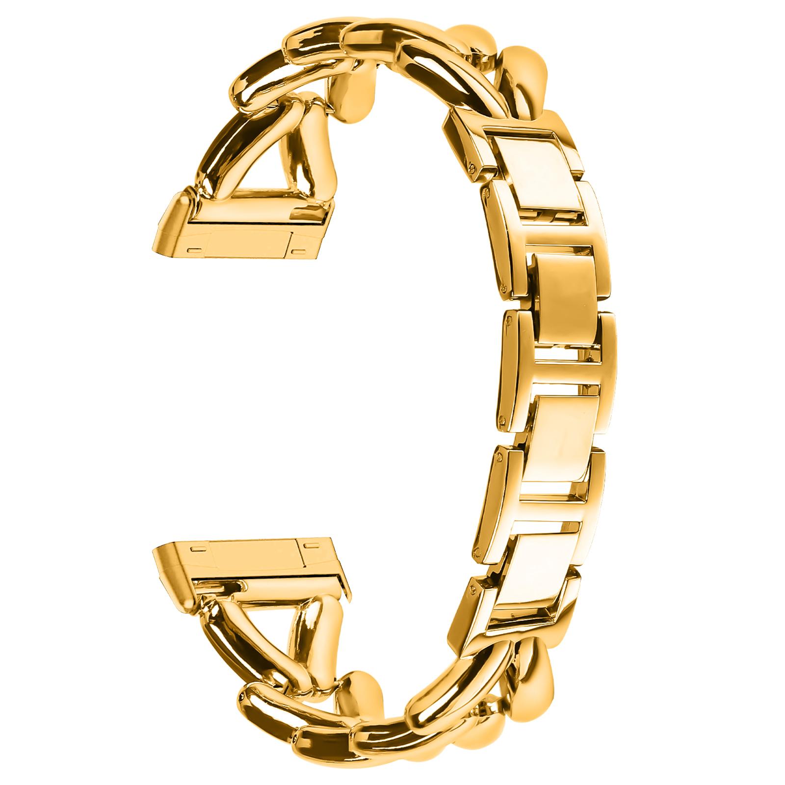

Zinc Alloy Watch Band for Fitbit Versa 4/Sense 2 Twisted Metal Watch Strap Replacement Gold