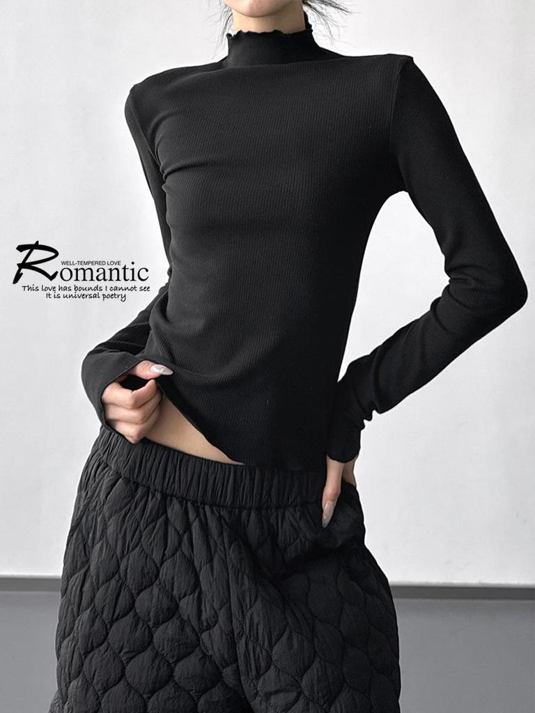 French Style Women's Luxury Knit Base Layer: 2025 Slim-Fit Long-Sleeve Top for Winter