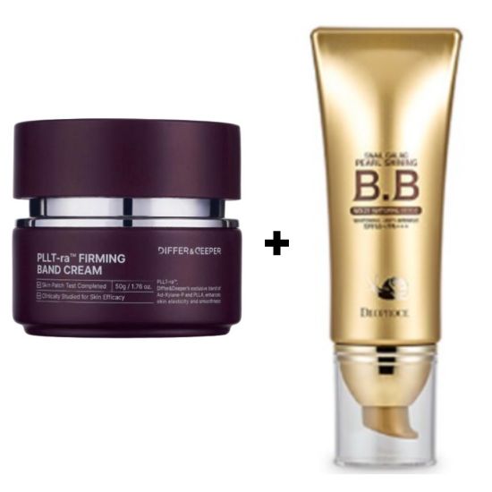 DIFFER&DEEPER PLLT-RA™ Firming Band Cream 50g + DEOPROCE Snail Galac Pearl Shining BB Cream 40g (#21 / #23) Band Cream+ Shining BB #21 Natural Beige