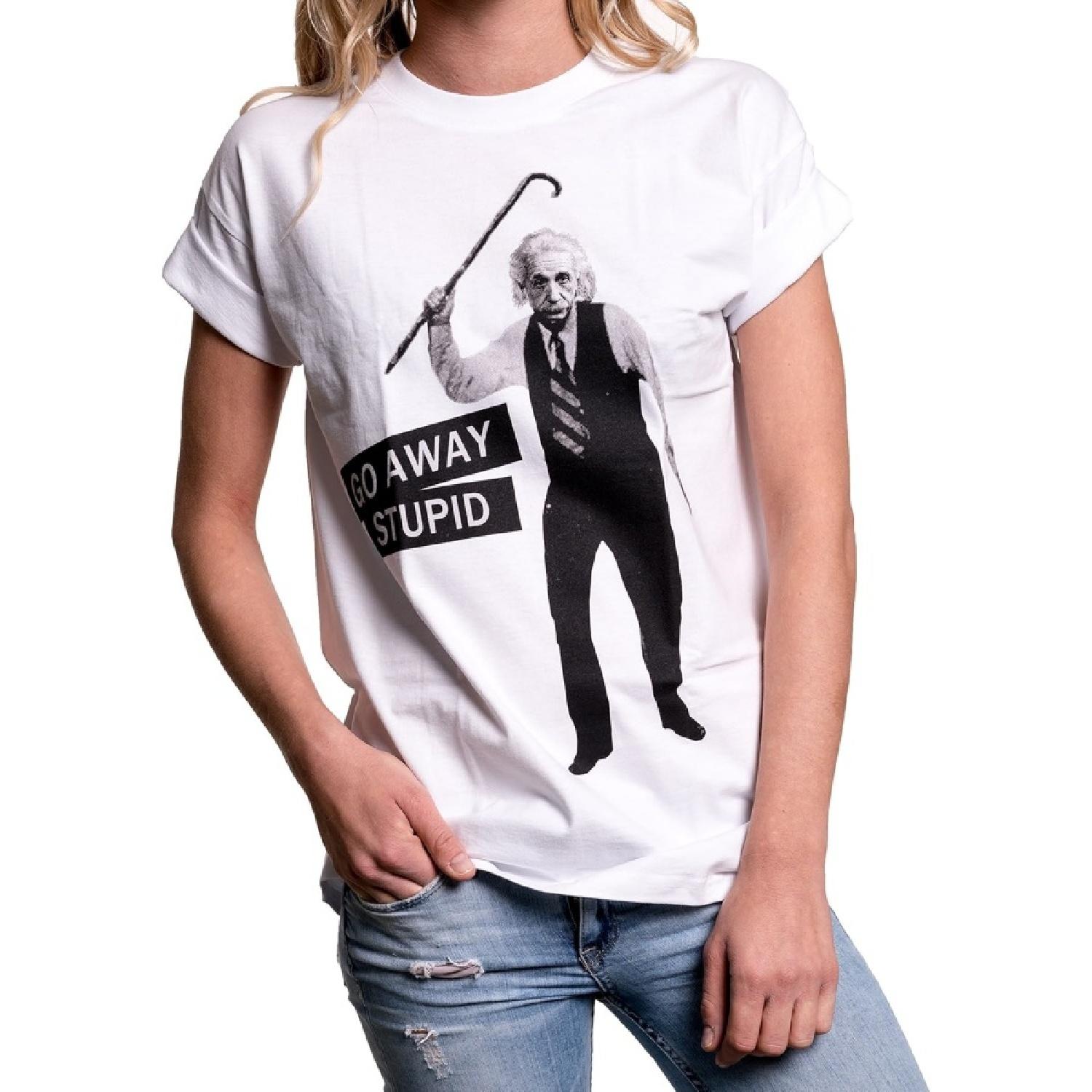 MAKAYA Funny Gifts for Women - Casual Oversized Top Printed with Einstein Slogan S