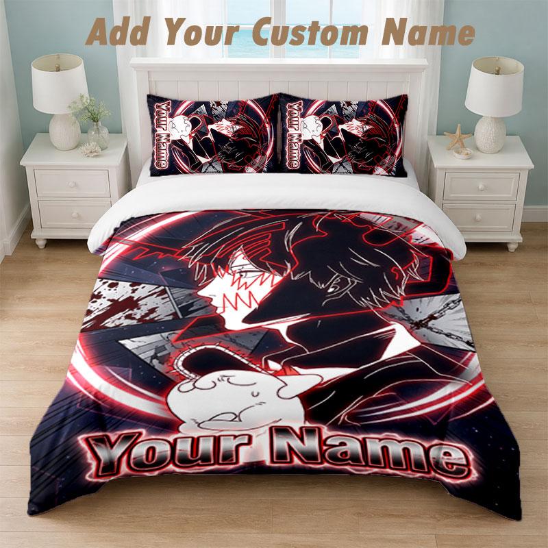 Bedding Set 1 Duvet Cover 2 Pillowcases Chainsaw Man Print Soft Bed Linen Bedroom Decor