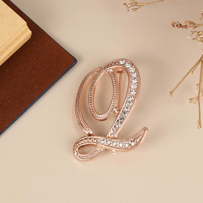 Women Luxury Letter Brooch Pins In Rose Gold Color   English Alphabet Pins Cute Jewelry Accessories Gift