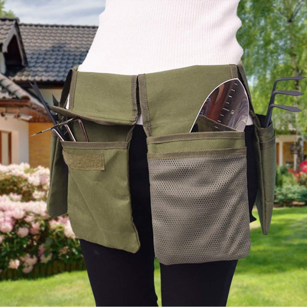 Peyily Gardening Waist Garden Apron for and Other 4 Pockets Pouch, Gardening, Carpentry, Weeding, Work, (Green)