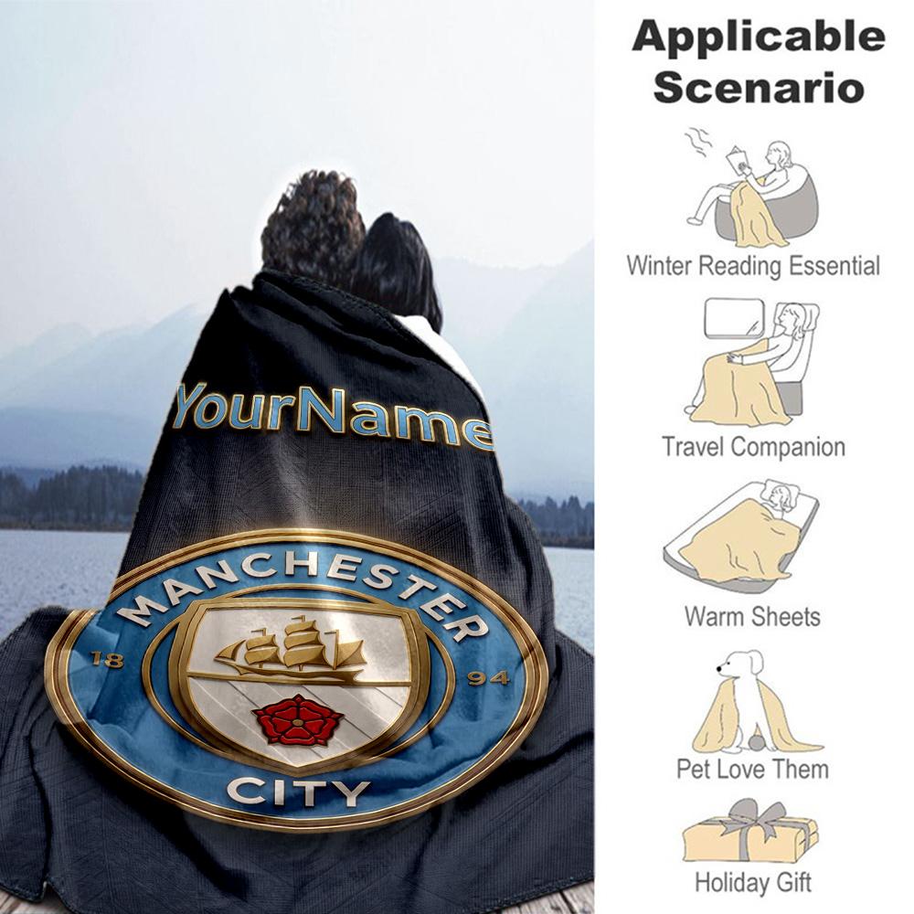 Manchester City Customize Your Name Blanket Multi-purpose Customizable Blanket Ultra-Soft Suitable for Chair Bedding Bed Nap for All Occasions