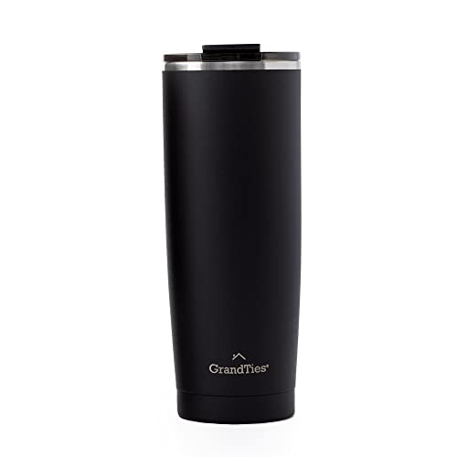 

GRANDTIES Premium Drinkware Vacuum Insulated Tumbler, 590ml - Car Cup Holder Compatible & Easy Open Mouth (Midnight Black)