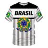 Brasilien Sommer Herren T-Shirt O Hals Kurzarm Übergroßes Kostüm Brasilien Flagge Drucken Lässiges T-Shirt für Herrenbekleidung