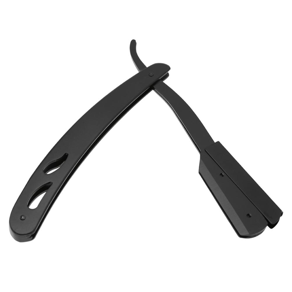 Professional Folding Straight Razor Holder Stainless Steel Beard Shaver Holder Hair Removal Tool Black