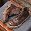 British Vintage Big Head Tooling Martin Boots Men'S High Top Boots Men'S Motorcycle Boots Men'S Leather Boots