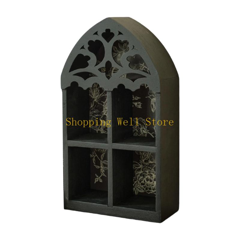 KX4B MultiLayer Wall Shelf French Quatrefoils Frame Precise Carveds Home Decors
