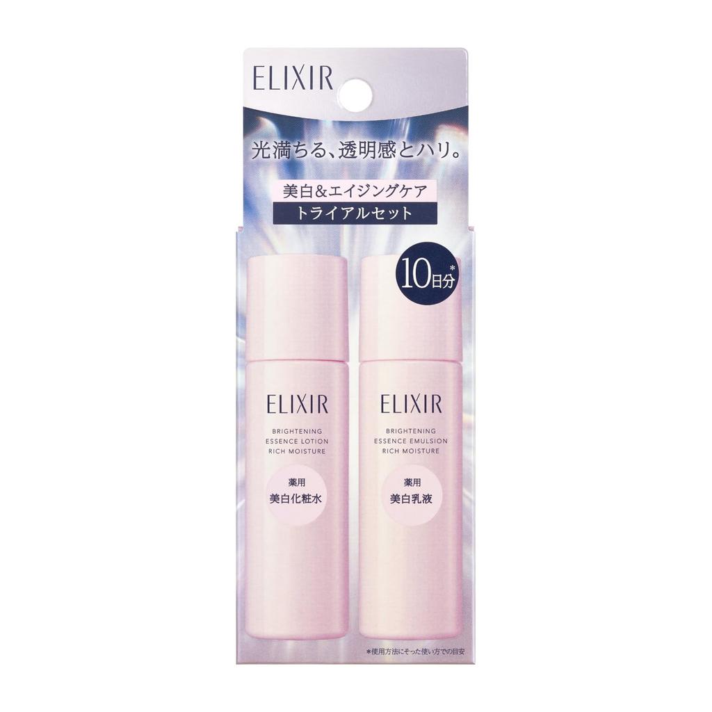 ELIXIR Brightening Trial Set Moist type ca 30mL+30mL milk lotion aqua floral scent