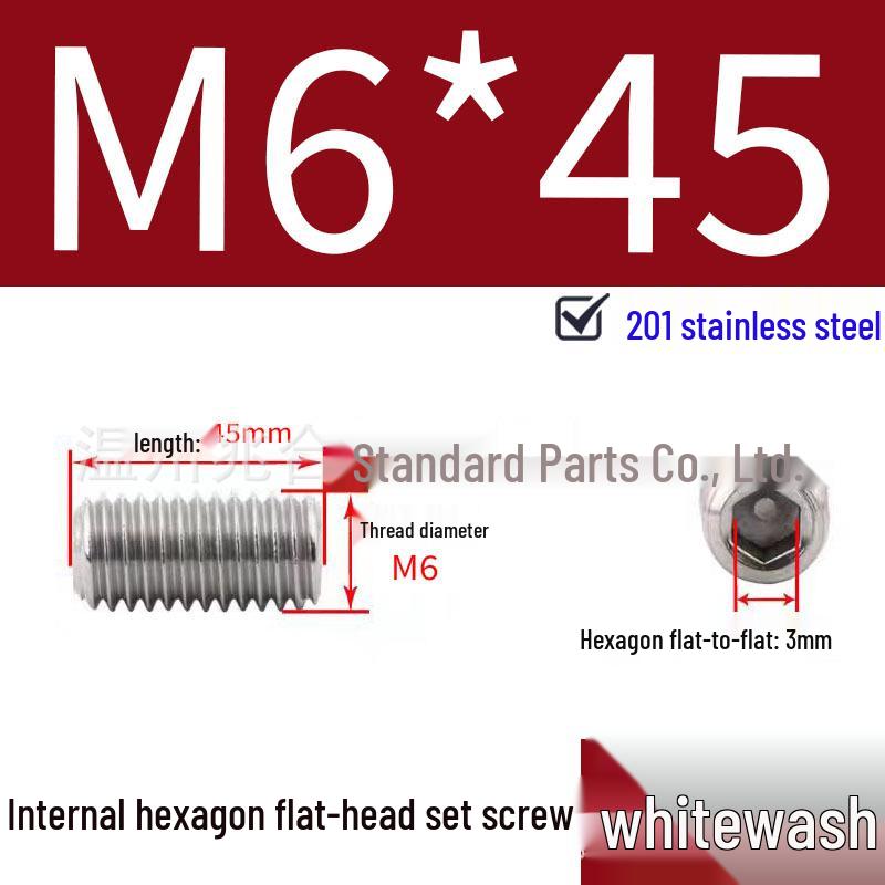 201 Stainless Steel Headless Set Screw - Flat End Socket Screw