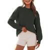 Women's Fashion Round Neck Pullover Sweater Casual Versatile Solid Color Knit Top