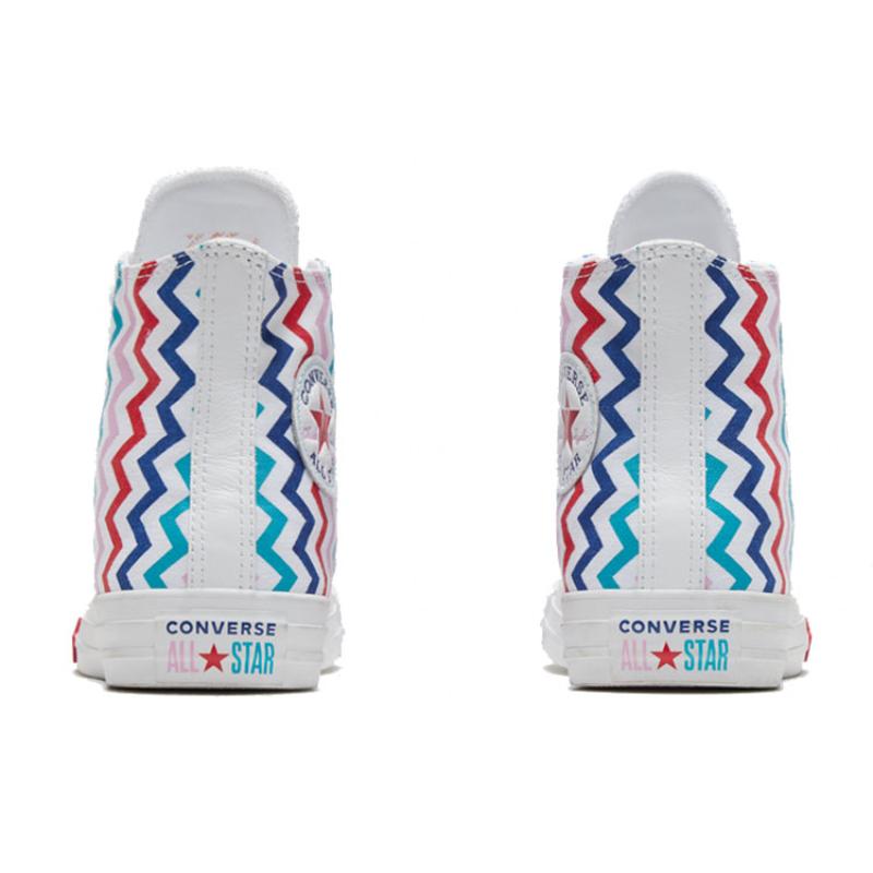 Converse Chuck Taylor All Star High 'Zigzag' Trendy Comfort Multicolor High Top Canvas Shoes Women's Colored Vertical