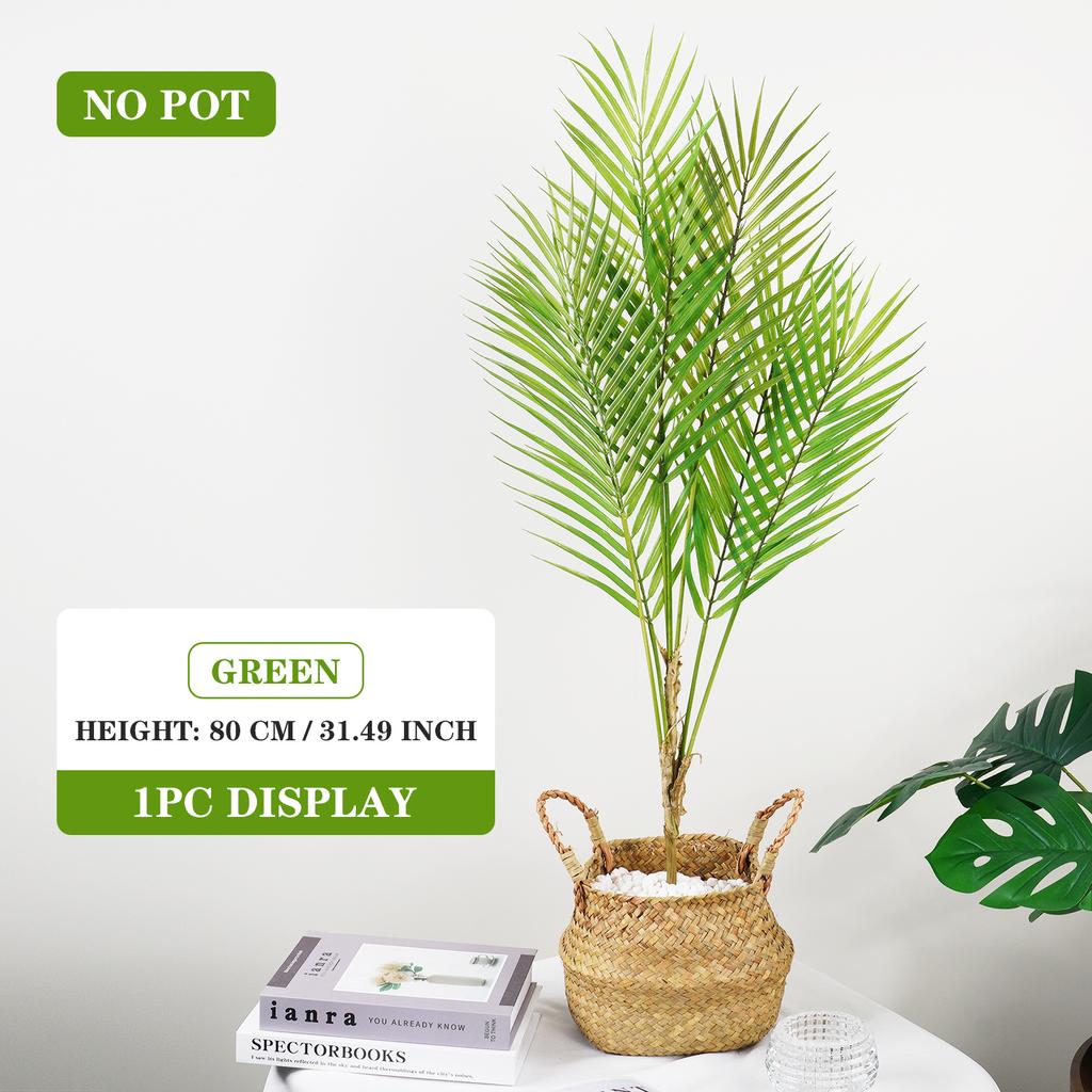 Large Artificial Palm Tree 80-125cm Fake Monstera Plant Tropical Fern Leaves for Home Garden Decor Plastic Outdoor Plants