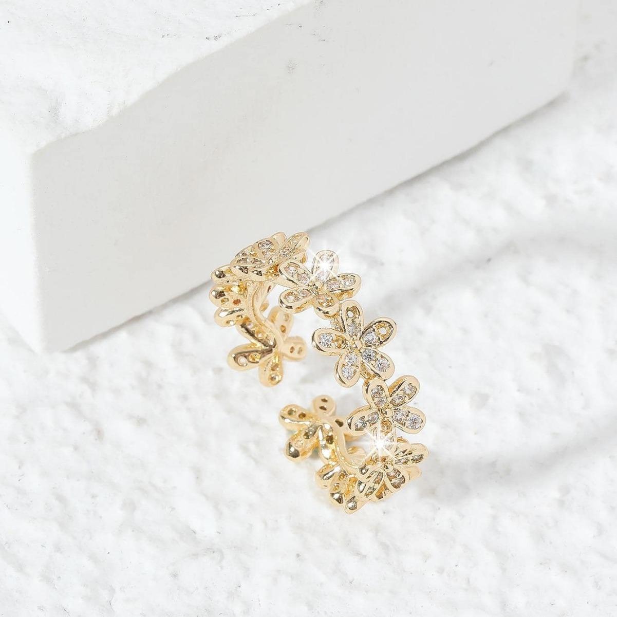 

Модный стиль золотое кольцо с регулировкой открытия женское индивидуальное цветочное сливовое тычиночное кольцо с бриллиантами парное кольцо