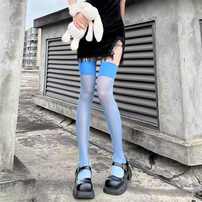 1 Paar Sexy Dessous Süßigkeitenfarbe Breit geripptes Oberteil Bündchen Strümpfe Für Damen Glitzer Seidenstrumpf 12D Damen Oberschenkelhoch Öl Glänzend Strümpfe