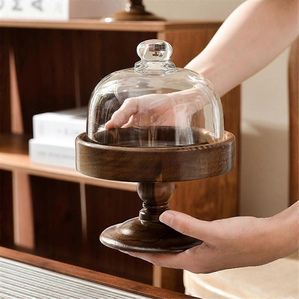 Elegant High Foot Cake Stand with Glass Cover-Dim Sum Dish, L