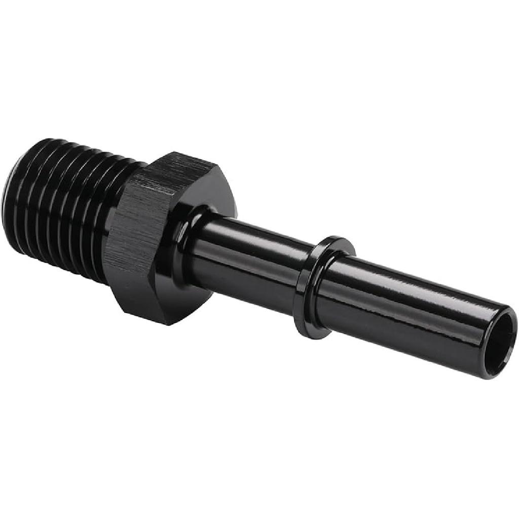 1/4 NPT Male to 3/8" SAE Quick Disconnect Male Push On EFI Fuel Fitting Adapter Straight Aluminum Black