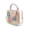 Coach X Disney Collaboration Box 18 Classic Monogram Cartoon Patch Canvas And Leather Camera Bag Women Shoulder Bag Khaki Pink C1434-IMOT4