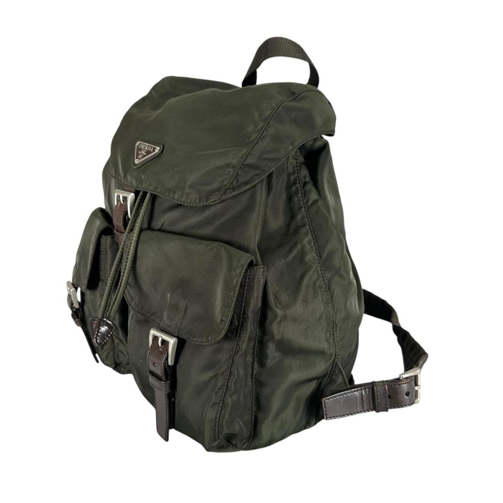 PRADA Triangular logo Backpack Â· Daypack khaki Women used