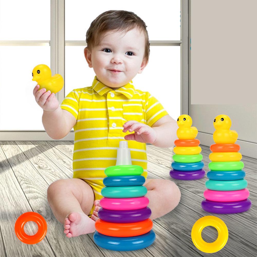 Baby Puzzle Development Rainbow Stacking Tower Games for Babies 0-3 Years Old Baby Color Stacking Ring Cups Toys Playsets for Kids Toddler