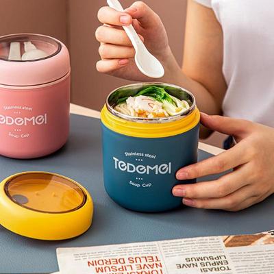 510ML Stainless Steel Soup Cup Thermal Lunch Box Food Container With Spoon for School Children