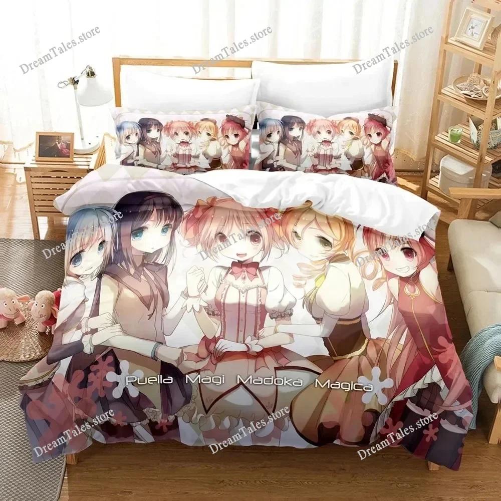 Puella Magi Madoka Magica Cartoon Poster Sheets Quilt Covers Bedding Dormitory Sheets Bedding Set Soft Warm Bedding Set