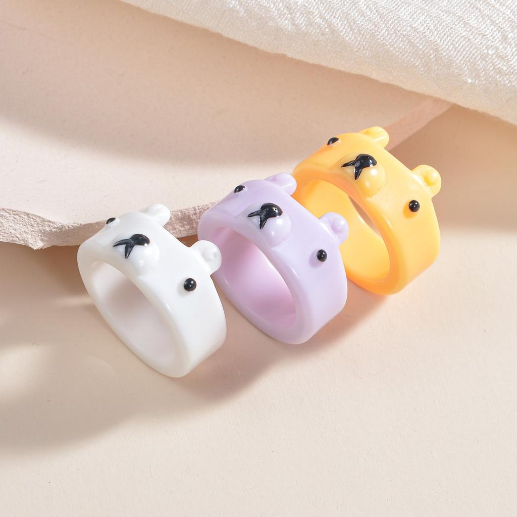 Hot Charm Colorful Transparent Rings Marble Pattern Geometric Resin Acrylic Rings for Women Jewelry Travel Gifts