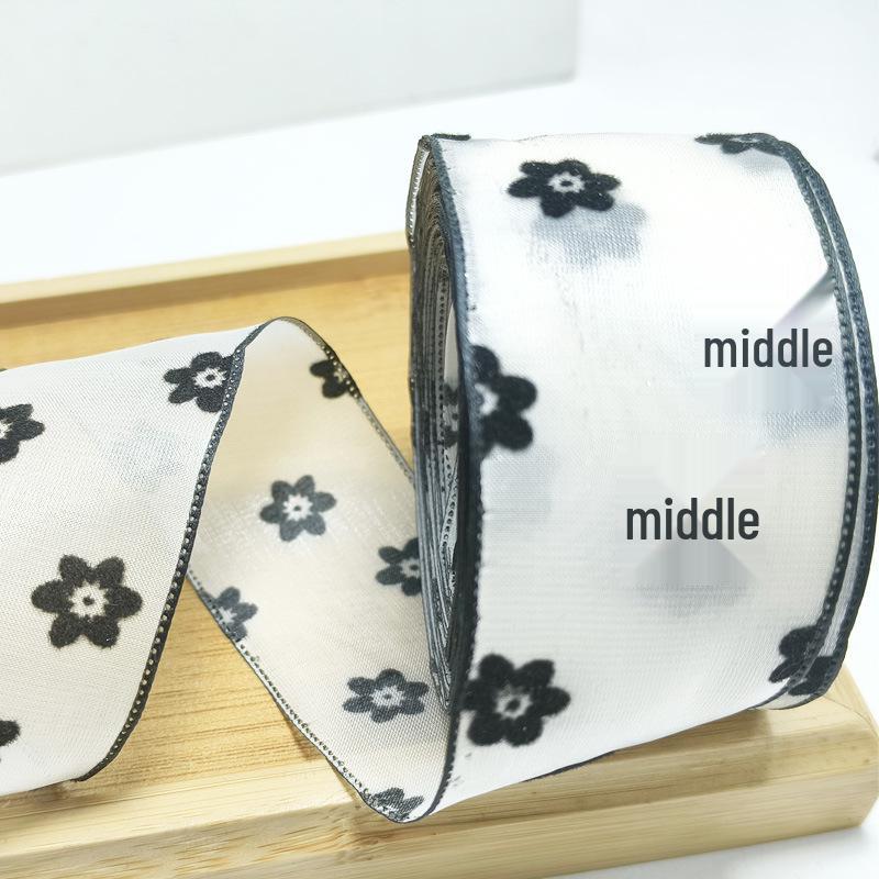 Flocked Snow Gauze Ribbon for DIY Bows, Floral Arrangements, Gift Wrapping, and Hair Accessories
