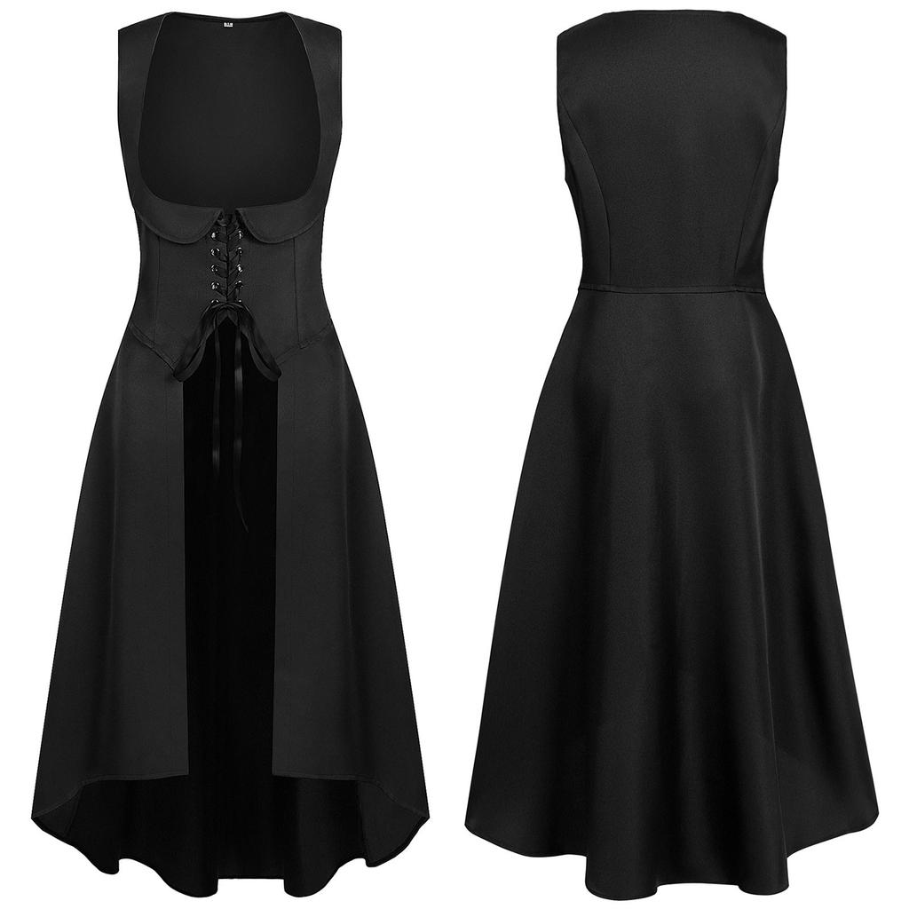 Kjole for kvinner uten ermer under bysten høy overkjole gotisk cosplay-kostyme